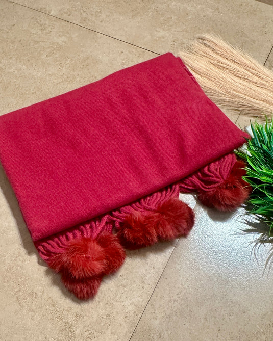 Hana plain Pom Pom soft stole