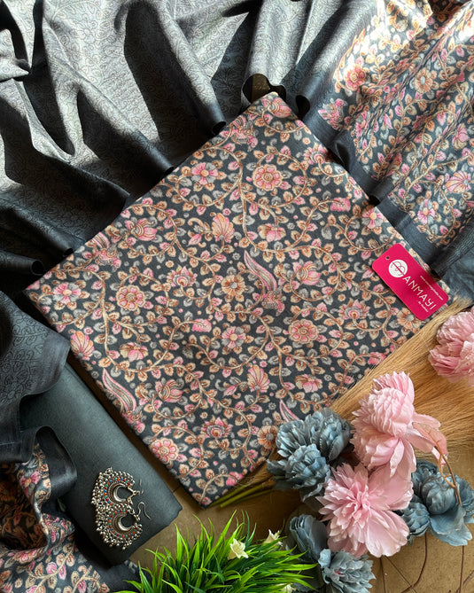 Jaal print pure pashmina suit set