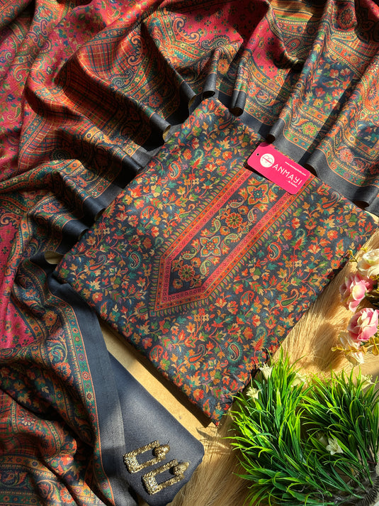 Kani print shawl suit set