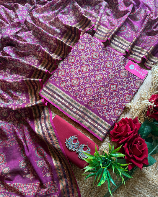 Manglagiri ajrakh cotton suit set