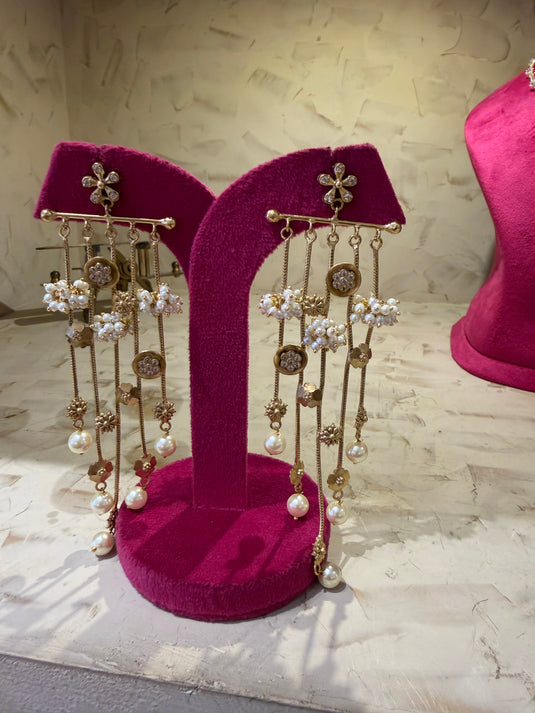 Grape pearl Kashmiri earrings