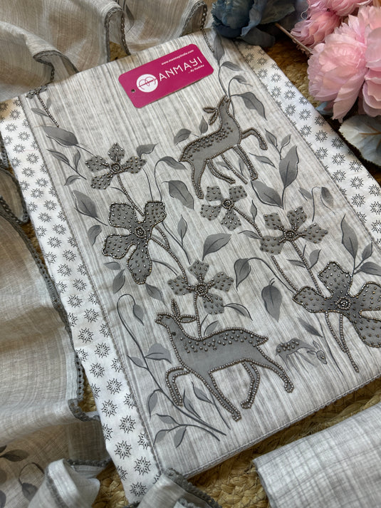 Deer print highlight mul cotton suit set