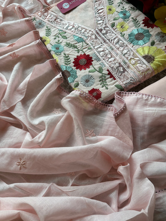 Mul Chanderi Jaal parsi work suit set