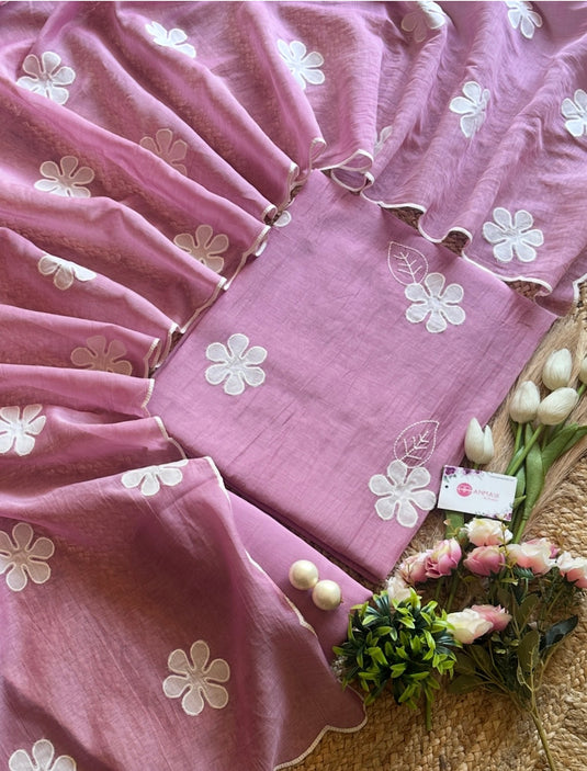 Appliqué patched work pure mul cotton suits