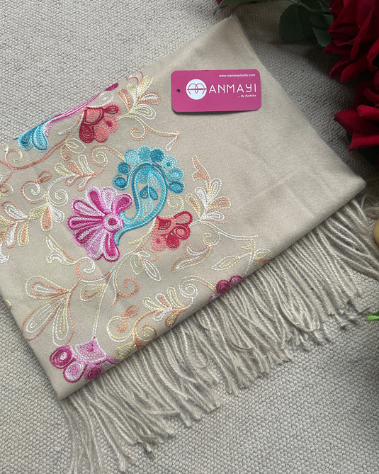 Multi coloured Kashmiri Jaal work stoles