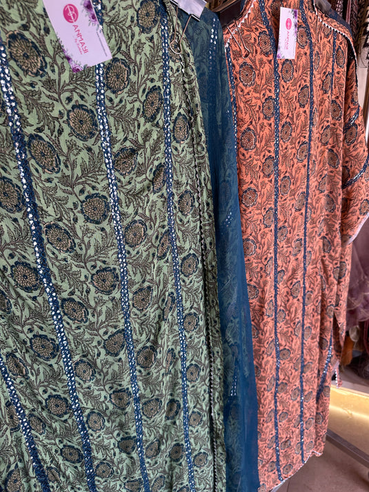 Article 1 semi crepe mirror work