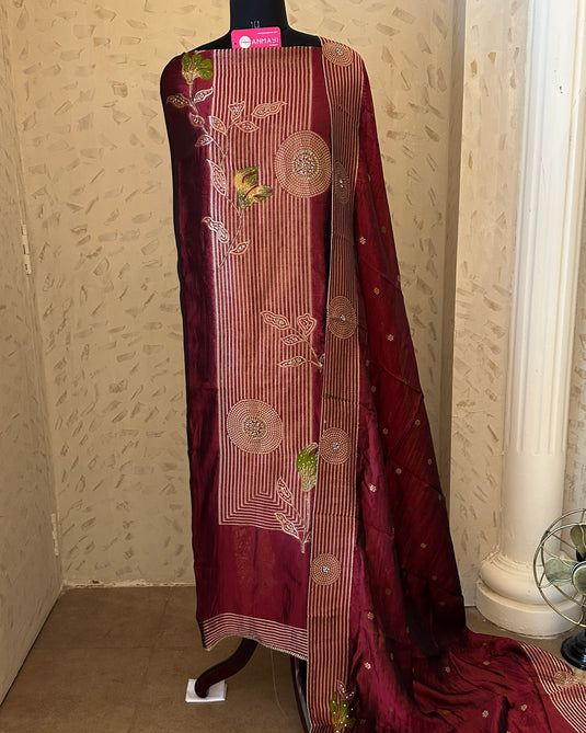 Taffeta silk jacquard banarasi suit set