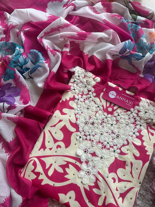 Jaam cotton printed suit set with digital cotton dupattas