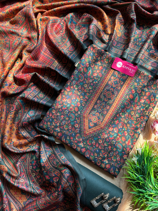 Kani print shawl suit set