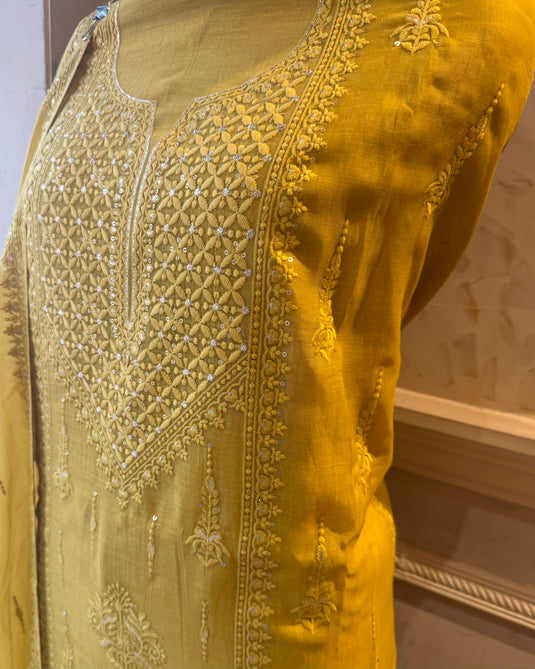Lucknawi pure Mul cotton suit set