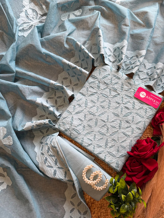 Appliqué work arkandi cotton suit set