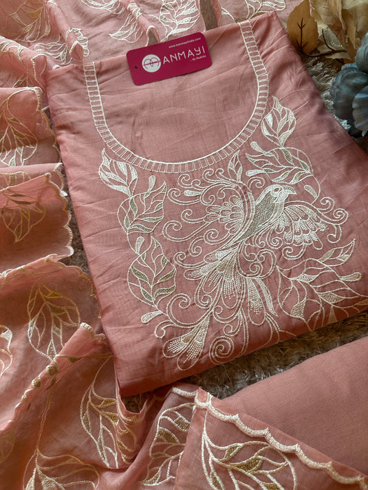 Mul Chanderi dori work bird suit set