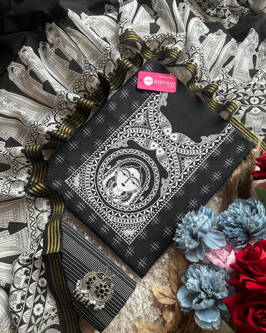 Handloom cotton doll print suit set