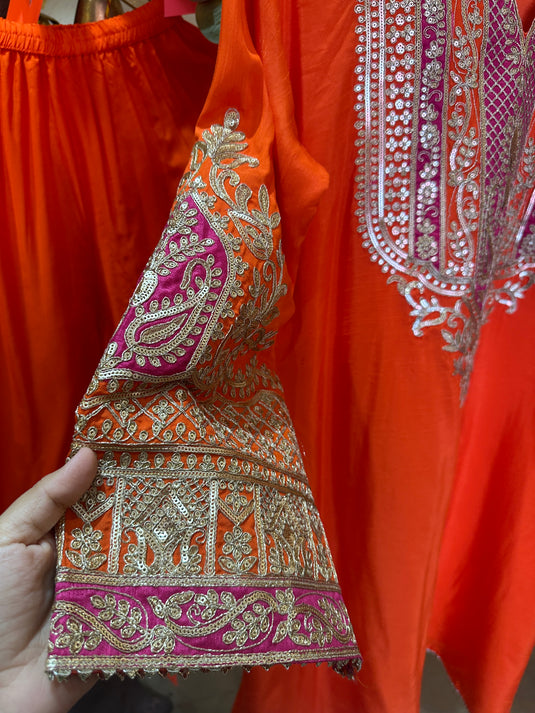 Upada silk leather dori work coord set