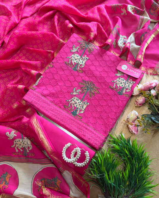 Hakooba pure cotton pichwai suit set