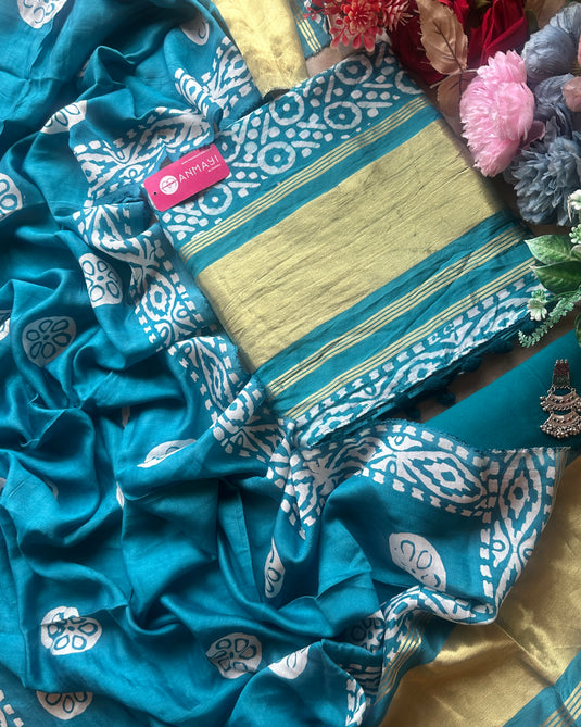 Muslin batik suits with Banarasi jacquard border