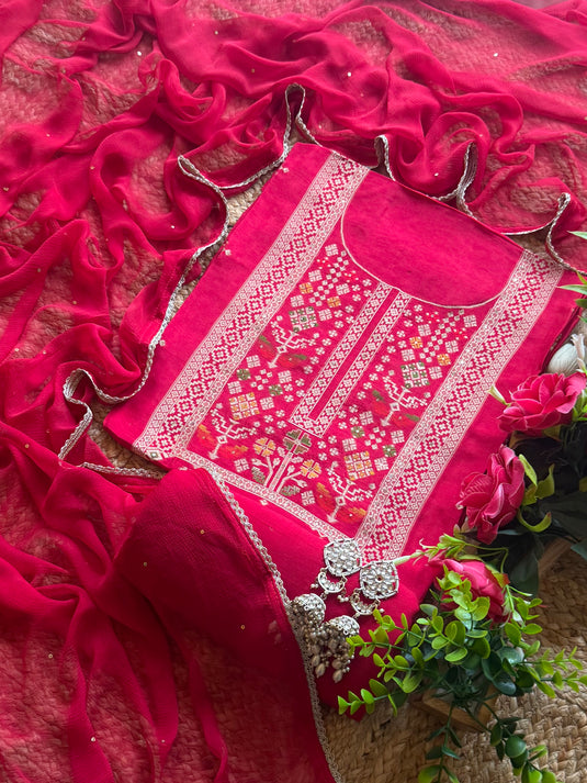 Panel jacquard work Dolla silk suit set