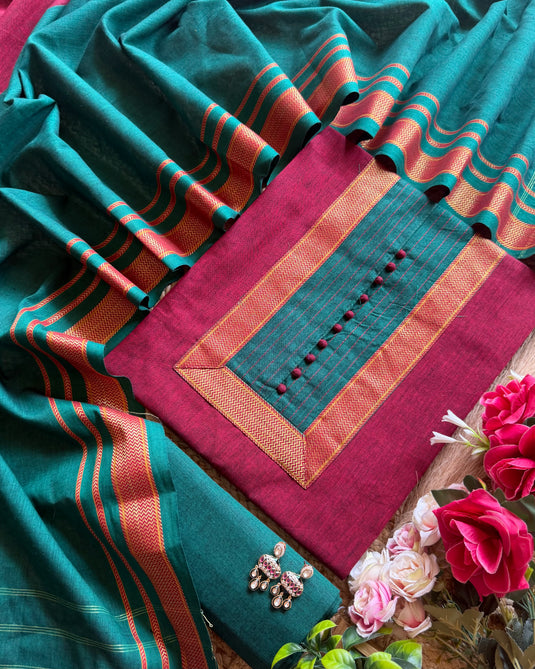 South Cotton Handloom potli neck suit set