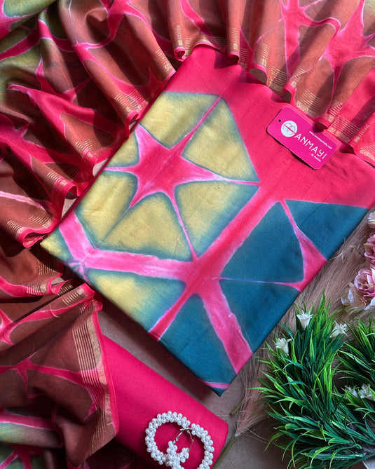 Shibori dye maheshwari suit set