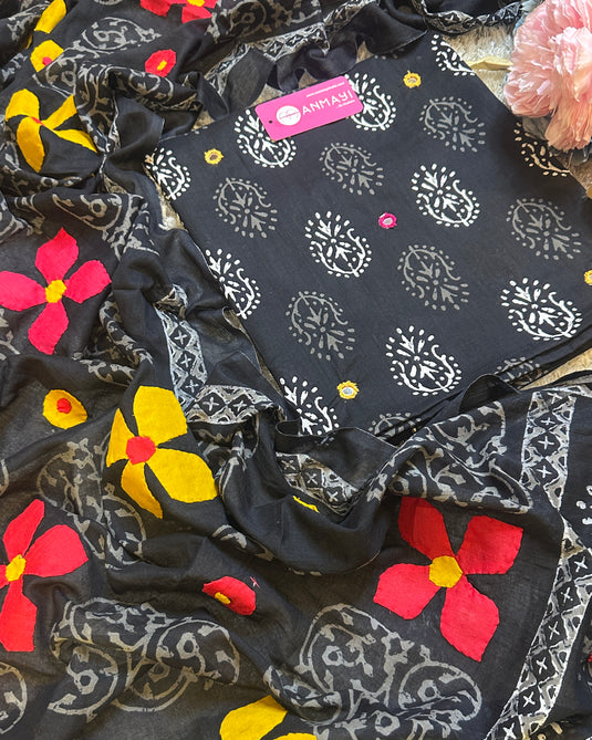 Appliqué dupatta pure cotton mirror work suit set by