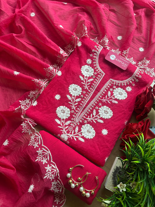 Dori work mul chanderi festive suit set