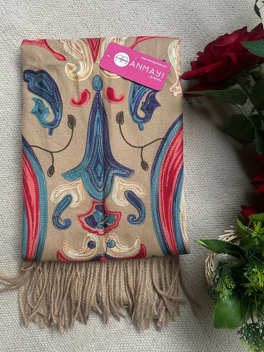 Coloured aari work soft stoles