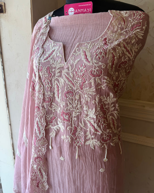 Soft hues pastel Dori neck Mul cotton suit set