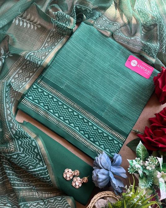 Handblock stripe vegan cotton suit set