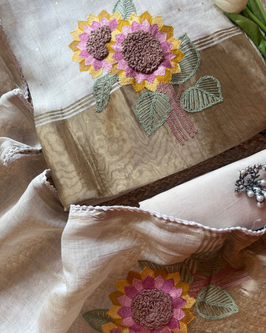 Sunflower crochet Ivory weave Jamdani suit set