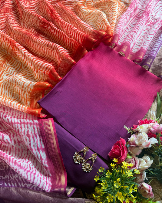 Shibori knots dye dupatta with ombre shaded suit set