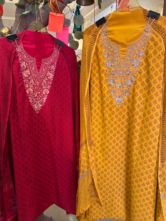 Organic cotton block print machine work suit set