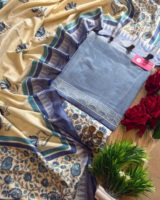 Khadi pashmina printed bottom dupatta suit set