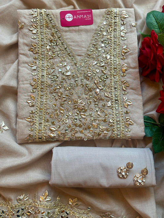 Gotta work u neck pure mul cotton suit set