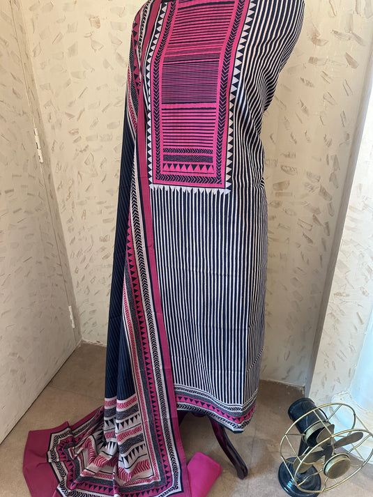 Abstract geometric print pure mul cotton suit set