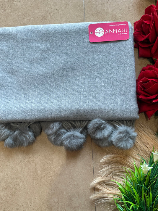 Hana plain Pom Pom soft stole