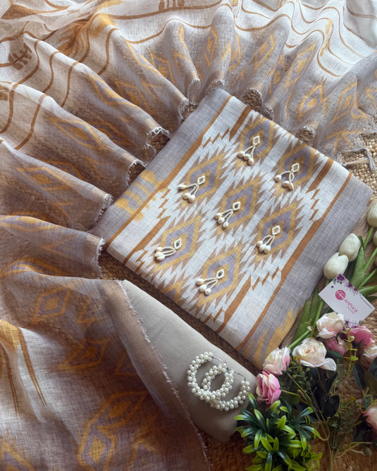Boho looks linen suit set with shells