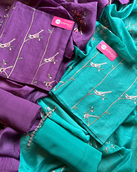 Pure mul chidiya pattern suit festive suit set