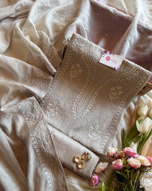 Pure Mul Cotton Lucknawi Suit Set
