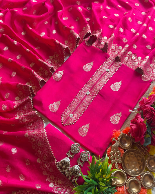 Banarasi Ambi pure Dolla Silk suit set
