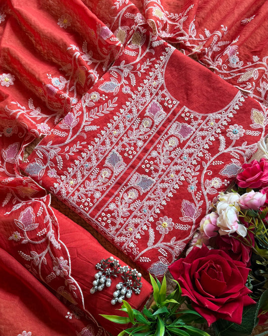 Lucknawi festive jaal Mul Chanderi