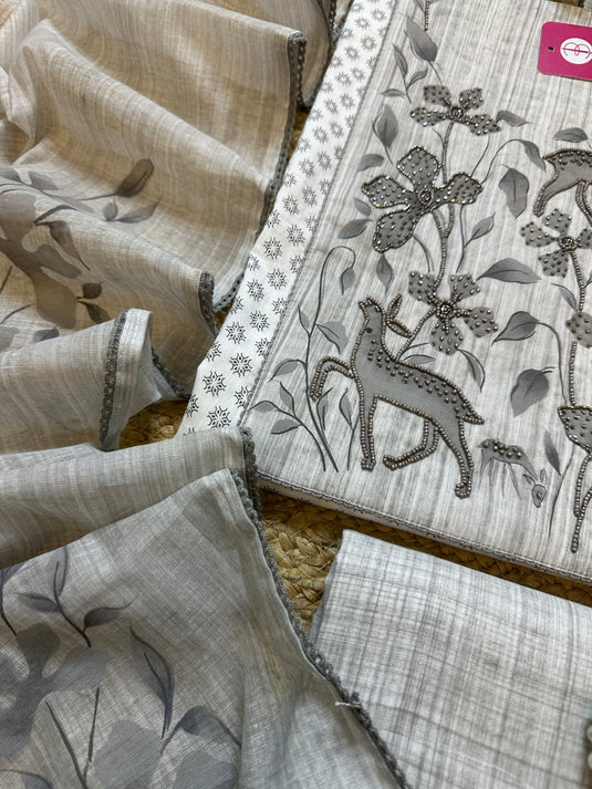 Deer print highlight mul cotton suit set