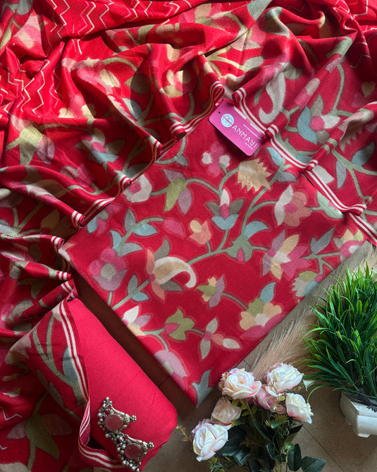 Printed kani spun suit set