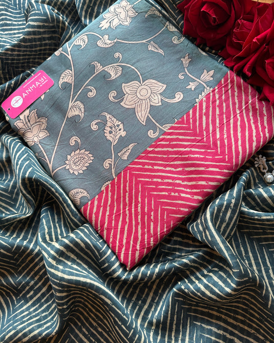 Pure Maheshwari digital prints fusion suit set