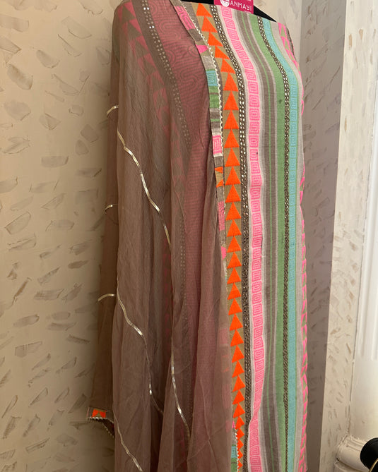 Neon weaves cotton suit set with pure chiffon gotta work dupatta
