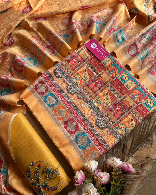 Persian print spun pashmina suit set