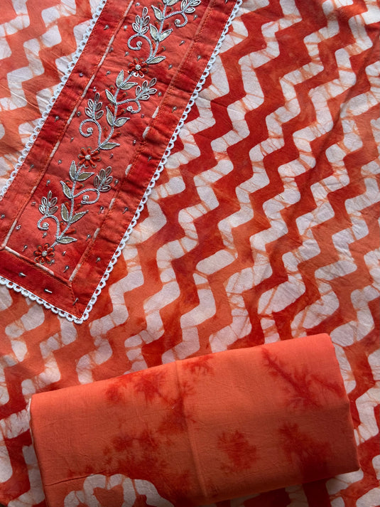 Narangi batik zig zag pure cotton suit set
