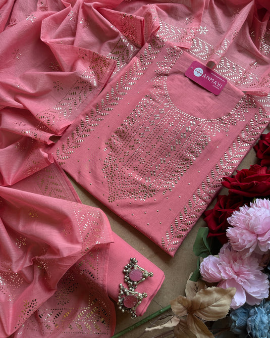 Mukaish festive Mul Chanderi suit set