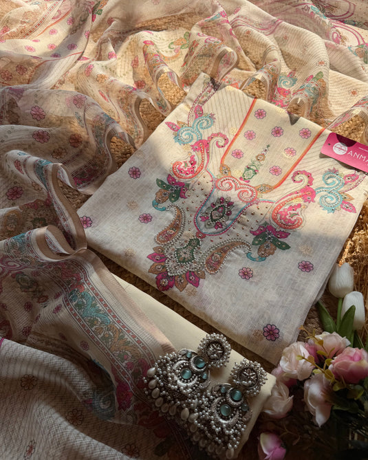 Ivory Arabic Kota Banarasi suit set