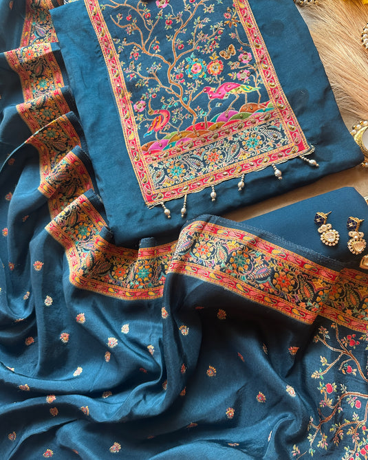 Dolla Silk flamingo Kani weave suit set