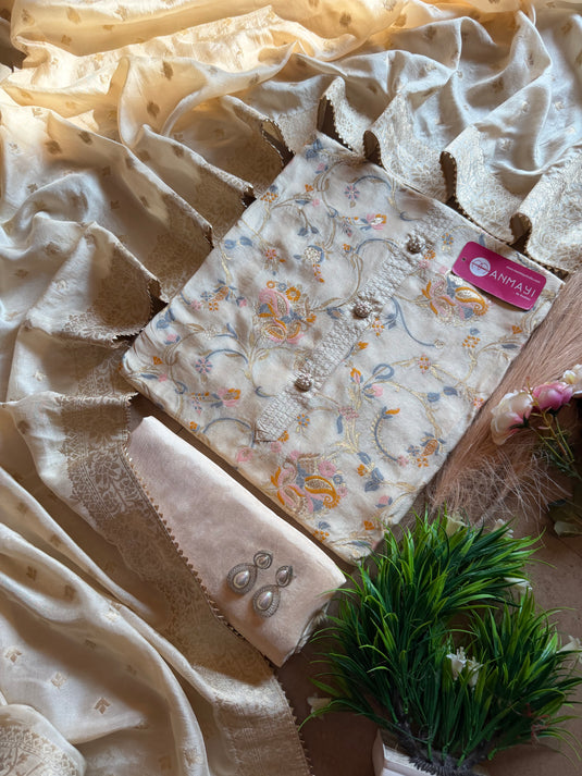 Dolla silk pastel banarasi jacquard work suit set